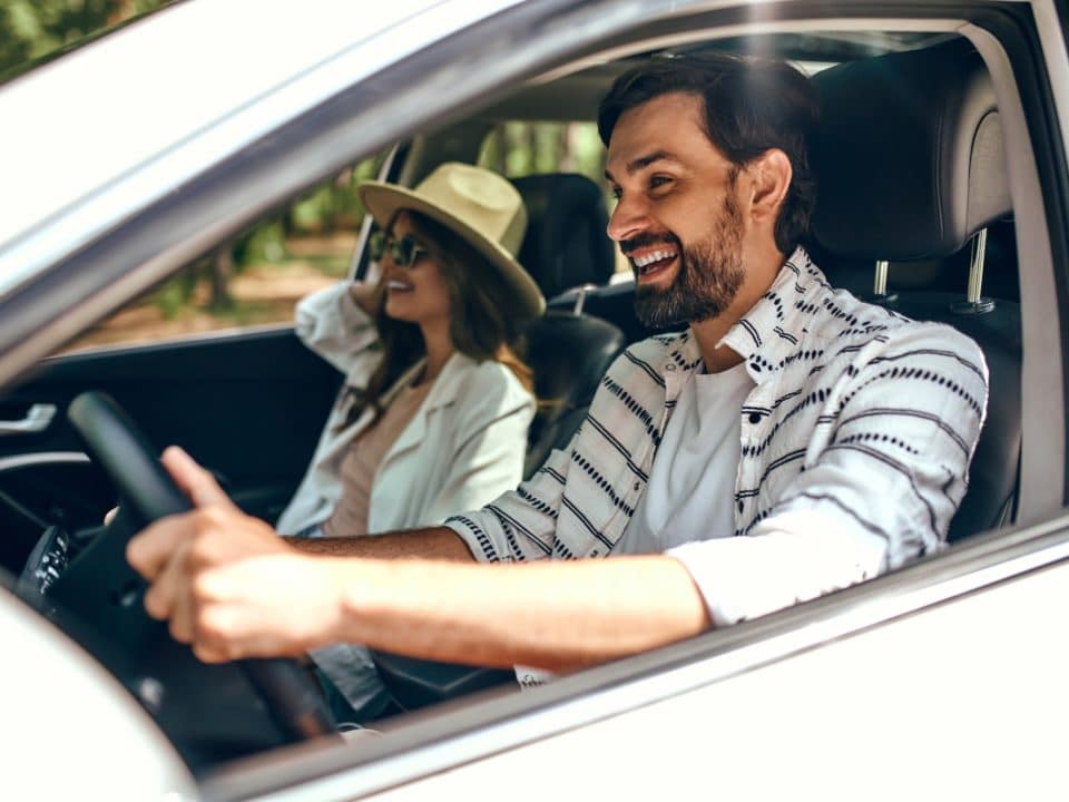 Family on vacation in the car