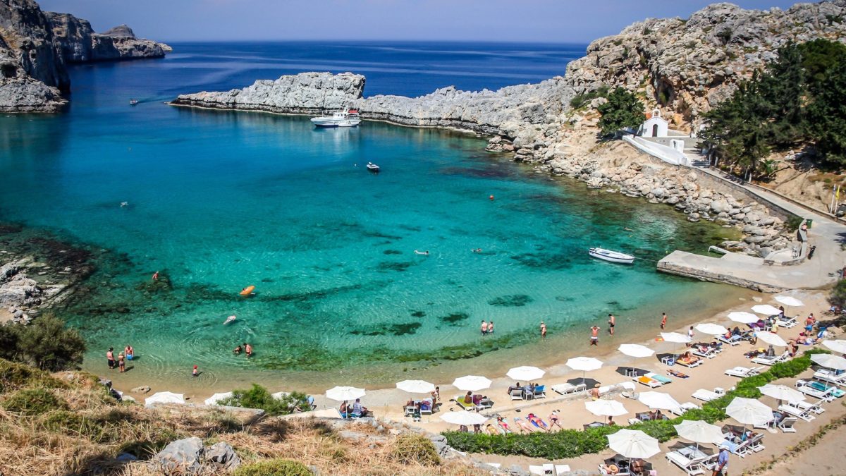 Scenic beach Rhodes island Greece