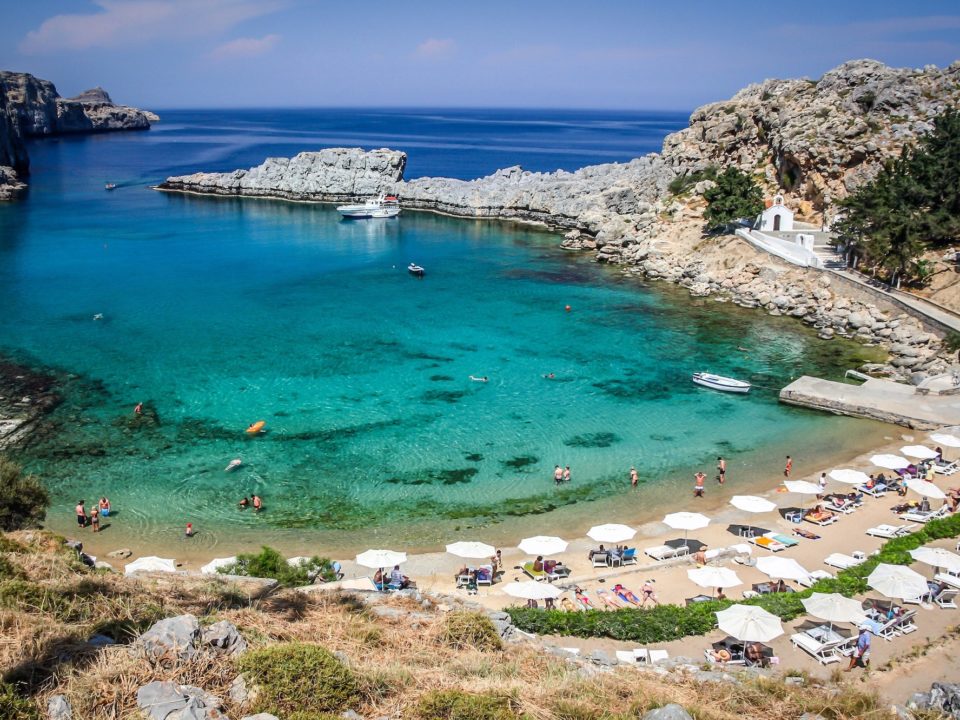 Scenic beach Rhodes island Greece